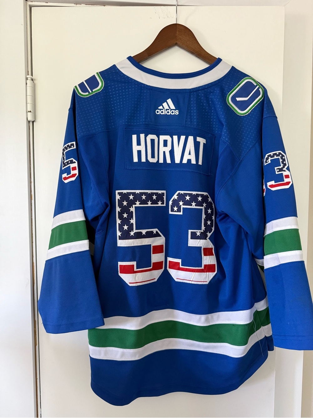 Limited Flag edition Vancouver Canucks Blue NHL Hockey Jersey HORVAT